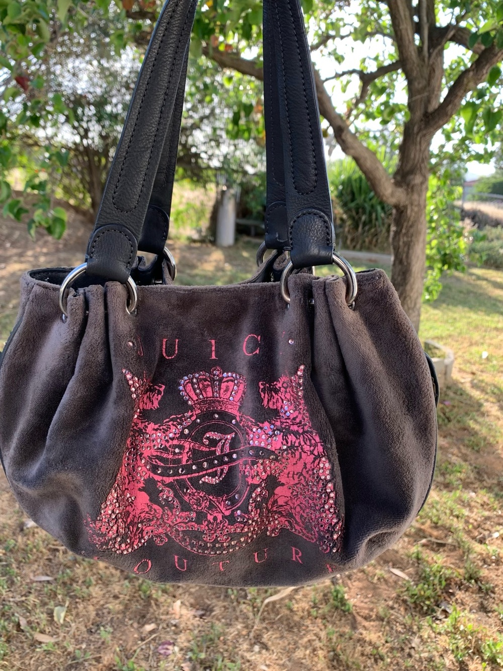 Vintage Y2K Juicy Couture Grey & Pink Shoulder Bag